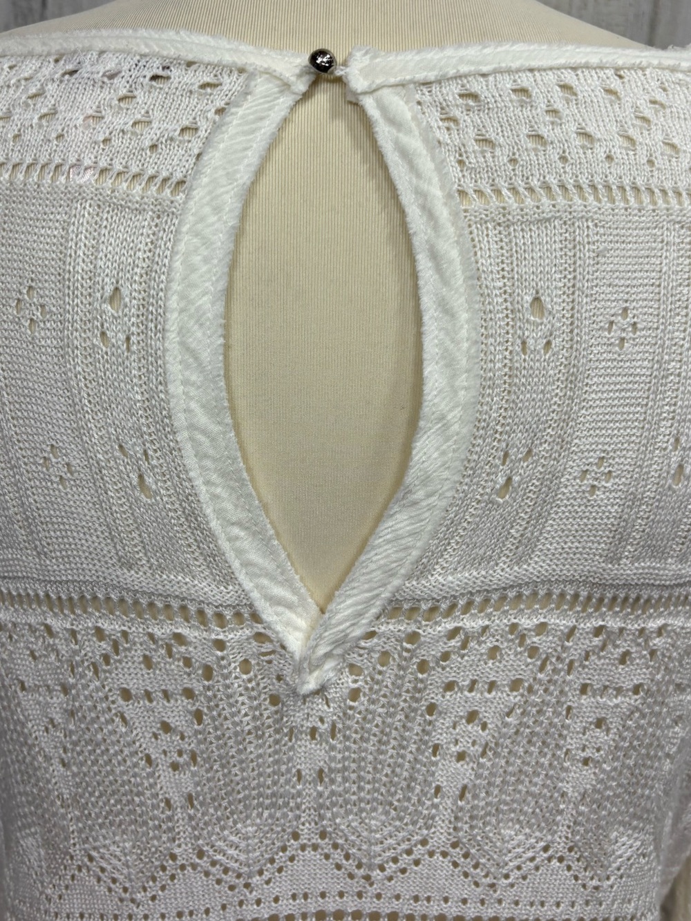 Free People Once Upon a Time Ivory Lace Crochet Bell Sleeve Top - Picture 10 of 14